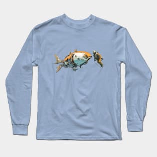 Sci Fi Goldfish with Scuba Diver Long Sleeve T-Shirt